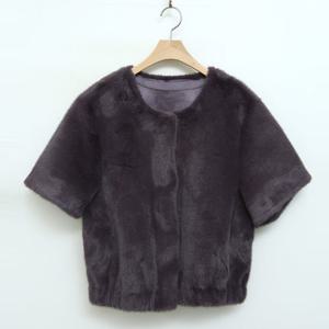 샵앤) 여성 노카라 하프소매 페이크 밍크 퍼 방한 자켓 DGB-WJP-5049-바이올렛