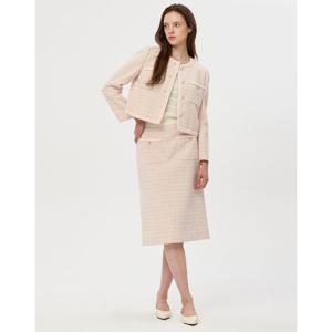 질스튜어트 뉴욕 여성 25FW 시즌오프 연예인착용핑크 글리터장식 코튼혼방 트위드스커트 JSSK5D210P1