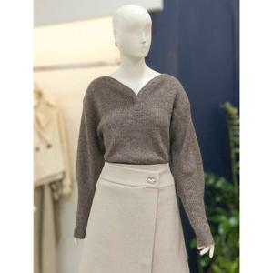 [나이스클랍][나이스클랍]네크변형 골지 니트(A244PWK915)BR_DG