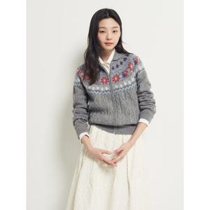 [빈폴레이디스] 페어아일 집업 카디건 - 그레이 (BF5Y5AC023)