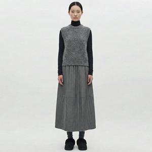 샵앤) 여성 허리밴딩 방한 누빔 패딩 2단 롱스커트 NTT-WSK-20936-회먹색