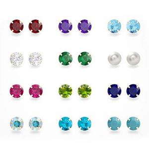 14K GOLD 탄생석 컬러 큐빅 금 귀걸이