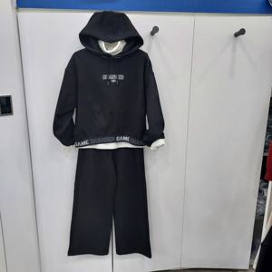 [에꼴리에]레터링 밴드 기모 후드티 와이드 바지 세트 23RT75556