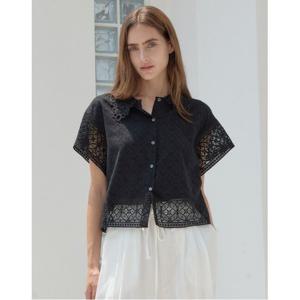 [탱커스]카라 펀칭 레이스 버튼 반팔 블라우스 (TX2BL046L0)