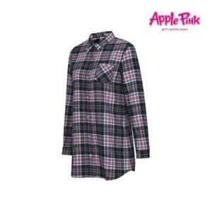 [애플핑크][애플핑크] 체크 롱 셔츠 (APK1O507GSX)