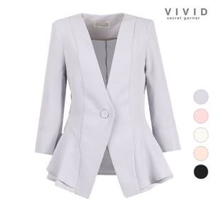 [비비드시크릿가너]VIVID 여성 여름노카라 러플원버튼 정장 자켓