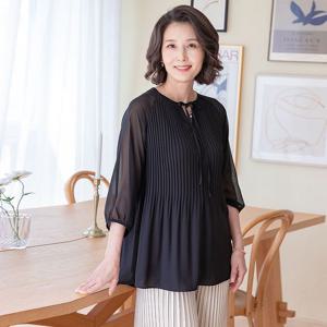 [쉬즈마담]T56722 리본넥 주름시스루 블라우스/중년여성의류