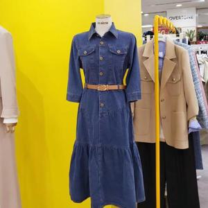 르피타 DP01 캉캉프릴 벨티드 데님 원피스 L245UOP401