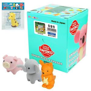 지구화학 퍼즐 지우개 완구 벌크 동물원 60개입