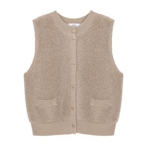 [에이비에프지]골드 단추 포인트 뽀글이 니트 베스트 APY4HV36K