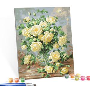 아이러브페인팅 DIY캔버스형 그림그리기 40x50cm 노란꽃 화병