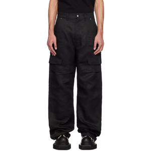 25 FW 릭오웬스 남성 블랙 할리우드 스테판 카고 팬츠 251232M188005