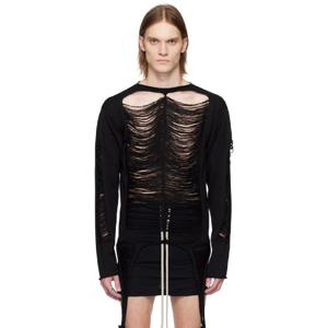 25 FW 릭오웬스 남성 블랙 할리우드 LS 스웨터 251232M201038