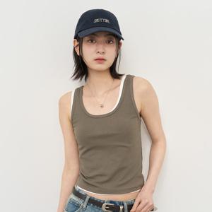 WOMAN 솔리드 U넥 슬리브리스 [KHAKI] / WBE2L01517