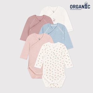 [쁘띠바또]쁘띠바또 베이비 오가닉 멀티패턴 랩바디수트 우주복 5PACK (NTF43NB63F_PK)