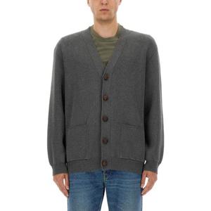 골든구스 남성 그레이 로고 V넥 가디건 GMP00946_P00066260304