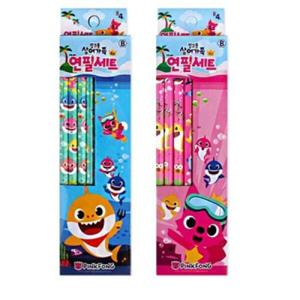 아트박스/위드미 핑크퐁 상어가족 B연필4본세트 블루핑크 택1