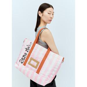 25 FW 아크네 여성 로고 프린트 스트라이프 토트백 acn0255029pin