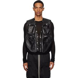 25 FW 릭오웬스 남성 블랙 콘코르디안 카고 가죽 베스트 252232M185002