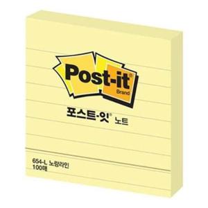 알뜰팩 3M 포스트잇 강한점착용 노트 76x76mm 654L 라인 줄