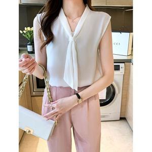 [에꼴드파리]로아 타이 민소매 블라우스_F57WBB028Z