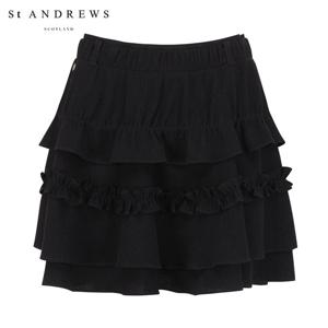 [세인트앤드류스] 여성 러플 레이어드 밴딩 큐롯 스커트 821E3PC103_BK