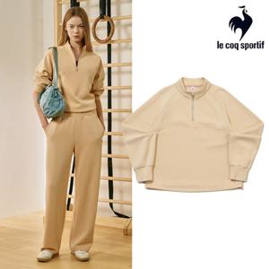 [르꼬끄] 여성 샌드워싱 더블텐션 루즈핏 하프집업 QQ322OFS84_YBG