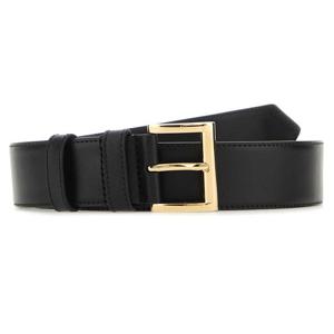 25 FW 프라다 35mm 로고 플라크 골드톤 스퀘어 버클 벨트 블랙 1CC5458NQ