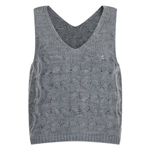 샵앤) 국산 여성 V넥 꽈배기 세미크롭 레이어드 니트 조끼 BOM-WVS-20782-그레이