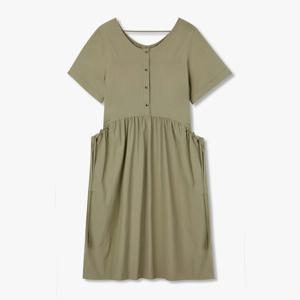 [지컷]하프 버튼 아웃 포켓 미디 원피스(7255337102)