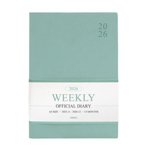 인디고 다이어리 2026 오피셜 A5 위클리 (날짜형 25절 주간) 업무용 (민트)