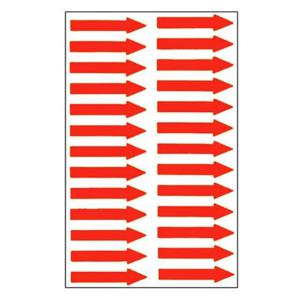 화살표스티커(전체40mm) 7매입 형광적색 604FR 화살표스티커 스티커 칼라모양 칼라분류 분류용견출지