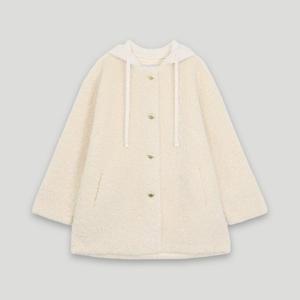 [코데즈컴바인]니트후드 인조퍼 중기장 코트 CKD-FR505WA