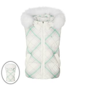 [헤지스골프] 여성 체크 다운 패딩 베스트 점퍼 아이보리 HWJU5D752IV