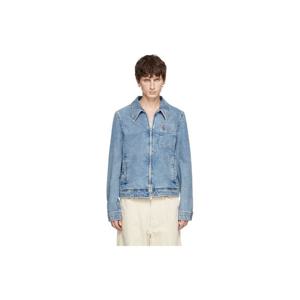 25 FW 아미 파리스 남성 블루 코튼 아미 드 꾀흐 집업 데님 재킷 252482M177000