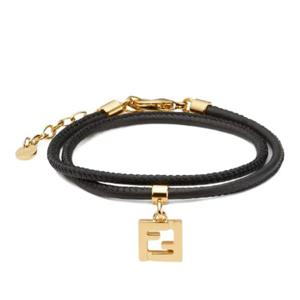 펜디 골드 참 브레이디드 가죽 팔찌 8AL293AH9W F0A1F