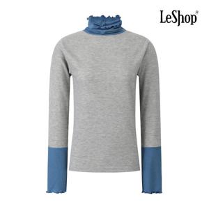 르샵  투톤 웨이브 하이넥 티셔츠 (BPBTS014A)