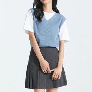 [미쏘]V넥 플레인 니트 조끼 (MIWVKB918T-T)