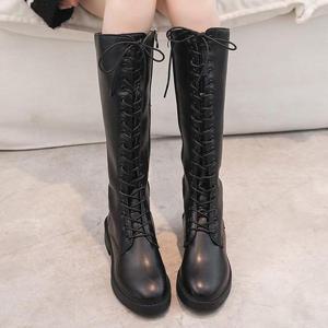 여성 시크 밀리터리 레이스업 슬림핏 롱부츠 LK-W08