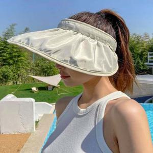 여성 넓은 챙 돌돌이 셔링챙 헤어밴드 썬캡 블랙코팅