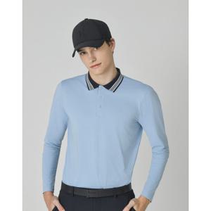 [헤지스골프](시즌오프) 블루 남성 솔리드 베이직 긴팔 카라 티셔츠 (HUTS5C901B2)