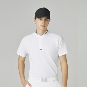 [헤지스골프][NEW]화이트 남성 냉감 변형 카라 반팔 티셔츠 (HUTS5C618OW)