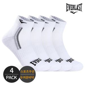 에버라스트 남성 스포츠 쿠션 사이드라인 발목양말 4P_WHBK