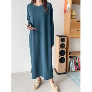 [샵앤]국산 여성 라운드 오버핏 이지웨어 임부복 롱원피스 ARA-WDR-3088-청록