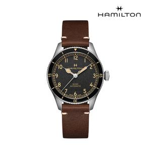 [해밀턴]H76205530 카키 에비에이션 파일럿 파이오니어 오토 브라운 레더 남성 시계