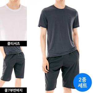 [텐제로]남성 여름 더위순삭 아이스쿨 반팔티셔츠+7부반바지세트 TS20114M