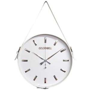 GB4951 무소음인테리어 가죽 벨트 벽시계 화이트 한국