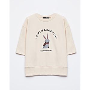 [BNX]투데이 래빗 프린팅 반팔 맨투맨 티셔츠 (BW1TS032L0)