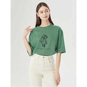 [BNX]데일리 빈티지걸 프린팅 여성 반팔 티셔츠 (BW1TS041L0)