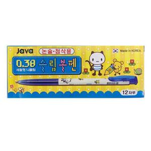 자바 슬림볼펜 0.38mm 1타 12개입 파랑